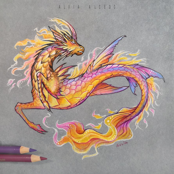 Дракончик акварель