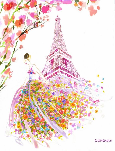 Эйфелева башня в Париже рисунок акварелью