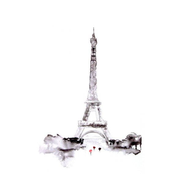 Акварель с Эйфелевой башней