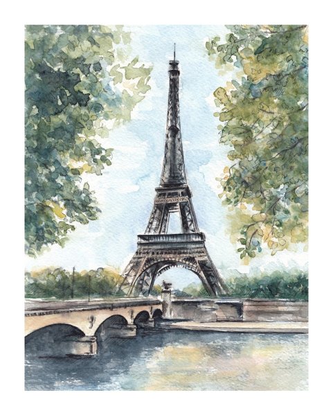 Картина Парижа эльфивая башня