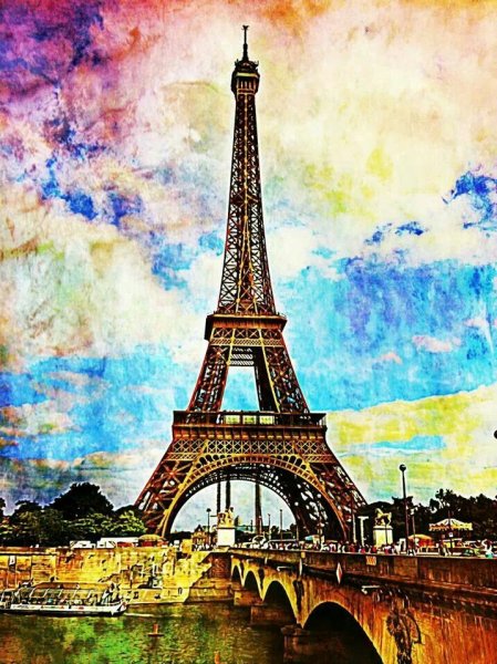 Париж Эйфелева башня акварель