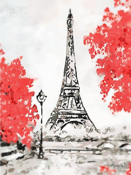 Картина Парижа эльфивая башня