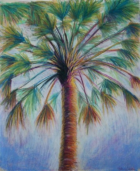 Пальма цветными карандашами