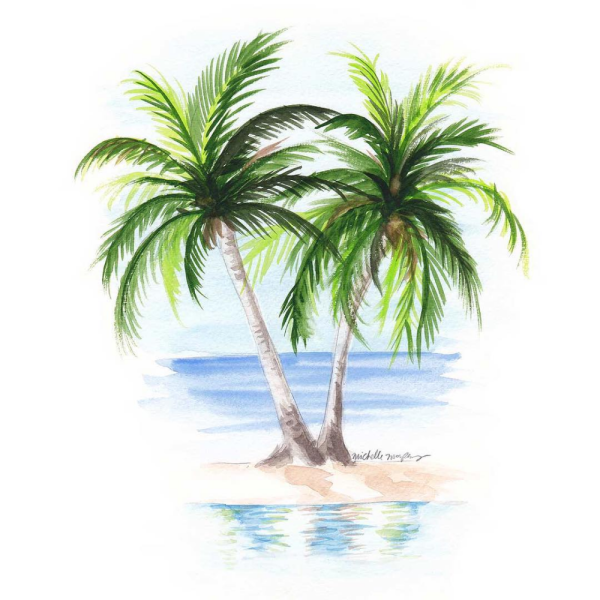 Пальма акварель