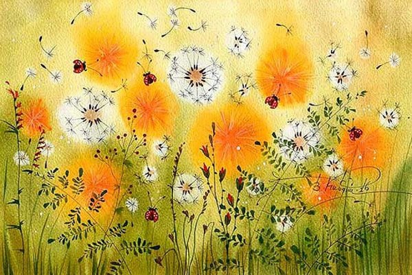 Живопись одуванчики Виктория Кирдий