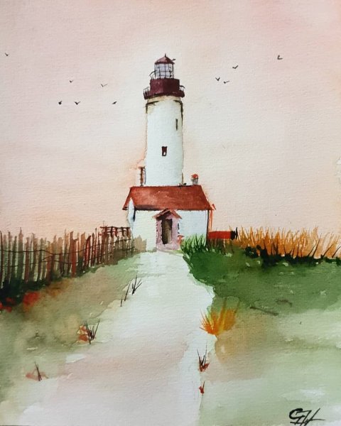 Никодимский Маяк акварель