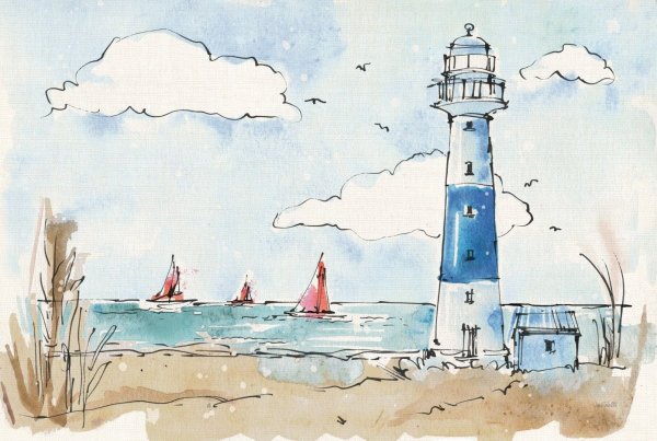 Скетч Маяк акварелью