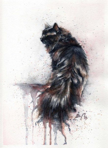 Акварель кот Мейн кун