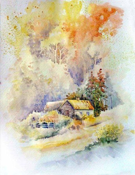 Осень акварельными красками