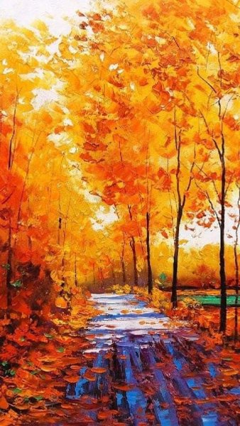 Осенний пейзаж акварелью по сырому