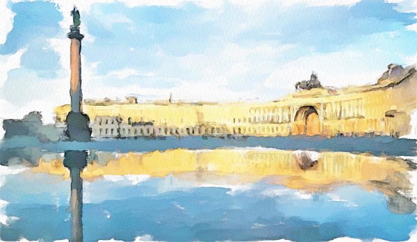 Дворцовая площадь акварель