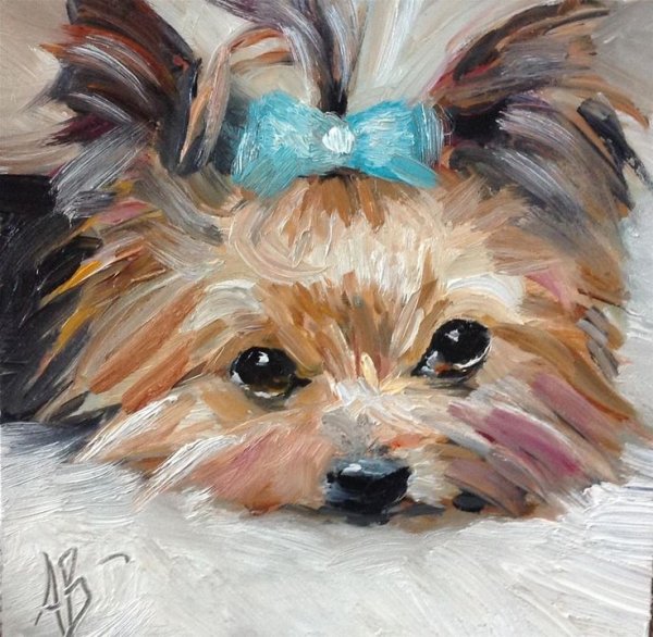 Йоркширский терьер гуашью