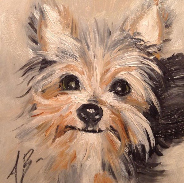 Йоркширский терьер акварелью