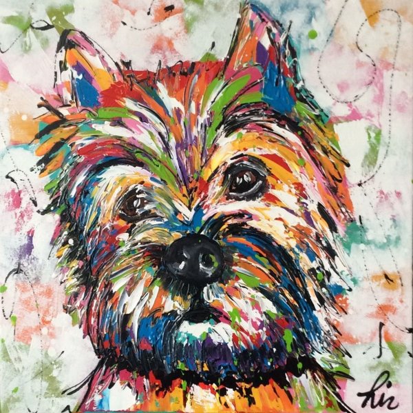 Йоркширский терьер акварелью