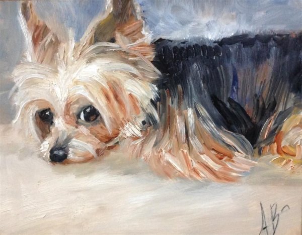 Йоркширский терьер акварелью