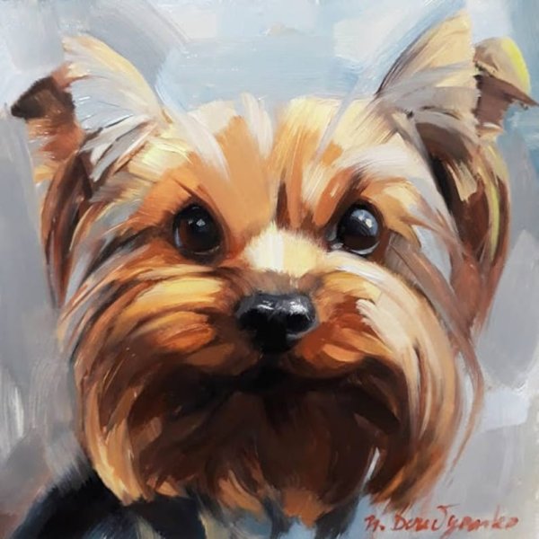 Йоркширский терьер акварелью