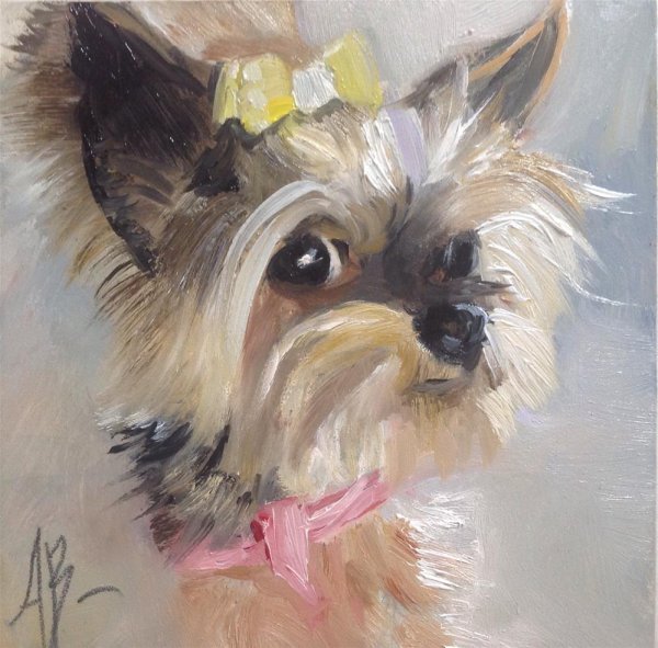 Новогодние Акварельные йоркские терьеры