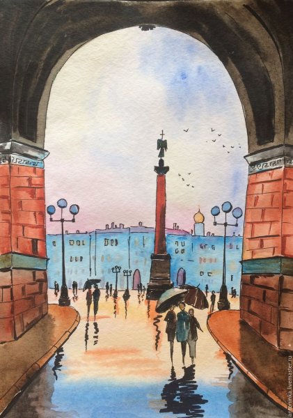 Открытки Питер акварель