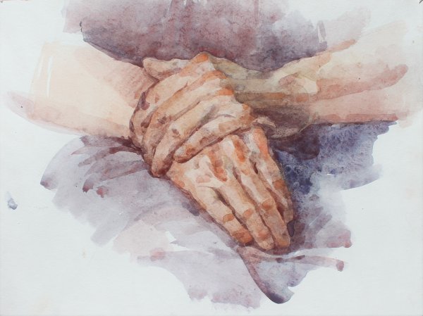 Кисти рук акварелью