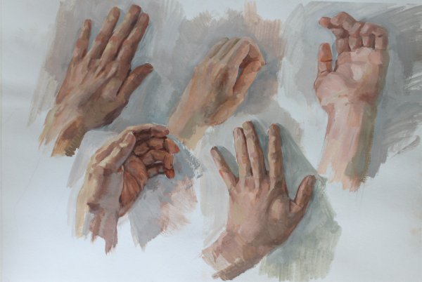 Руки гуашью