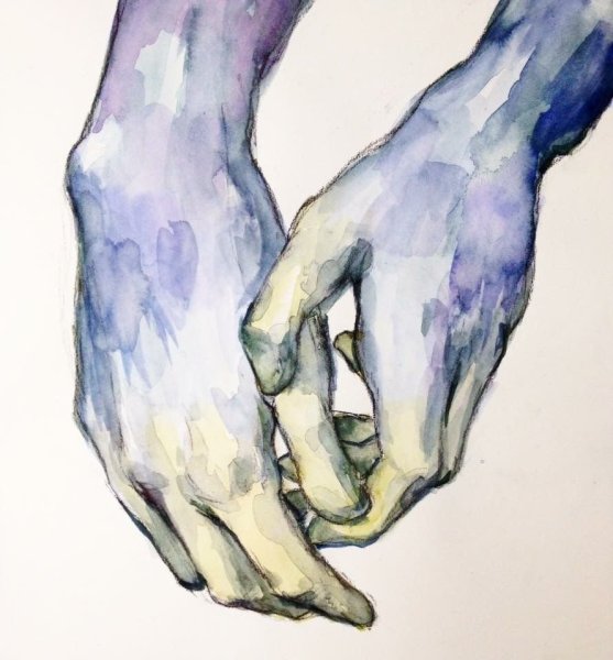 Цветы в руках акварель