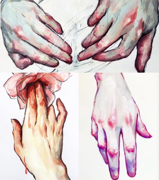 Кисть человека гуашью