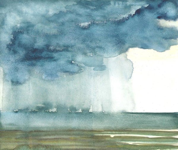 Акварель по сырому дождь