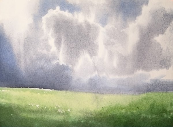 Рисование по сырому облака