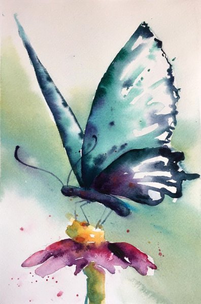 Василек акварель