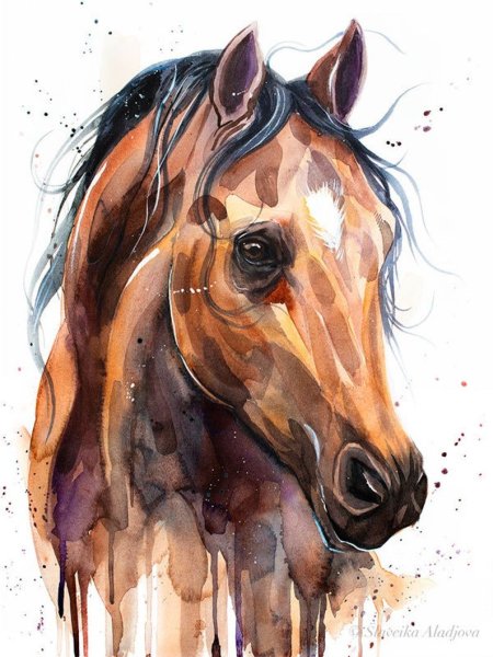 Конь гуашью