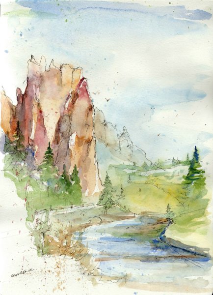 Акварельные скетчи природа