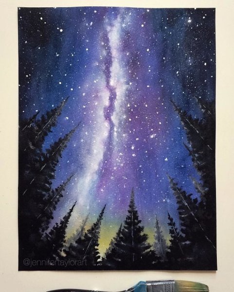 Ночное небо акварелью