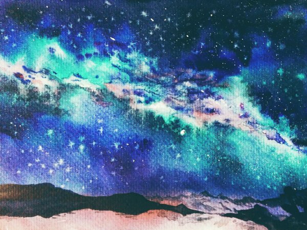 Ночное небо акварелью