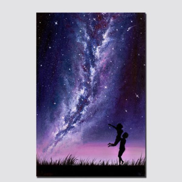 Ночной пейзаж акварелью