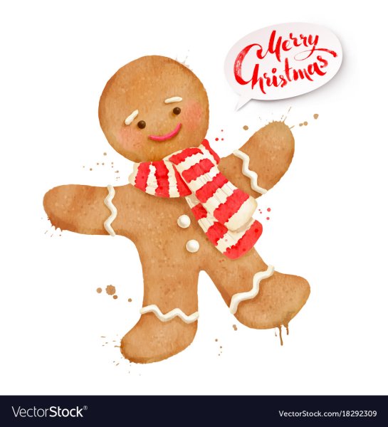 Пряничный человечек акварель