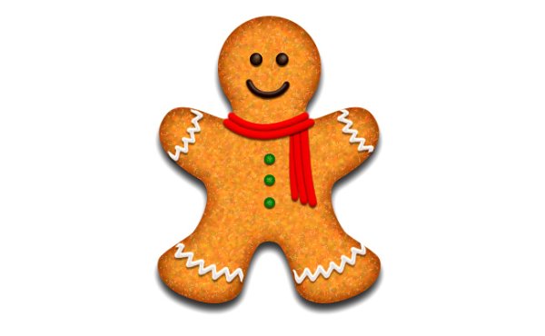 Пряничный человечек на белом фоне