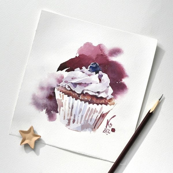 Скетчинг тортик акварелью