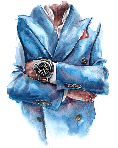 Мужчина в пиджаке акварель