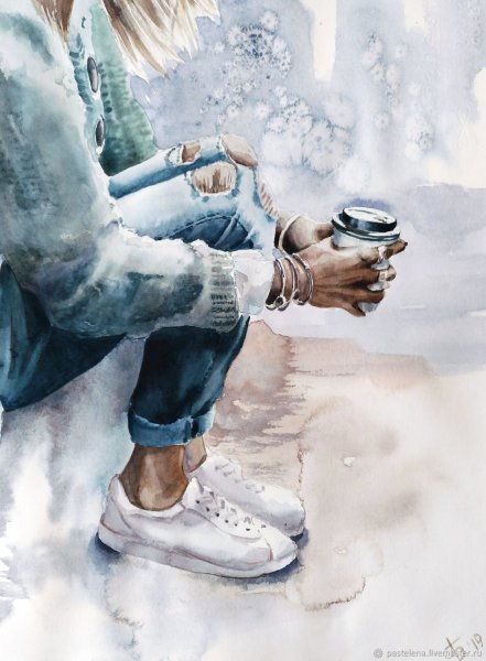 Марина Игнатова акварели девушка и кофе