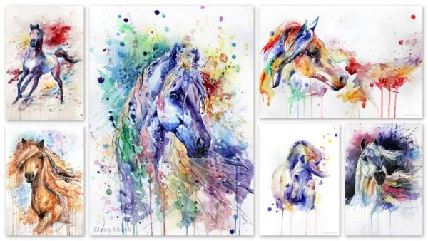 Акварельный скетчинг Единорог