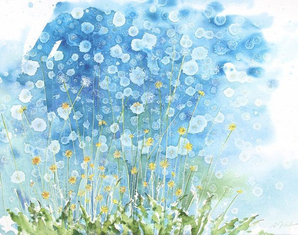 Солнечные цветы акварель