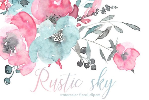 Акварельные цветы для визиток