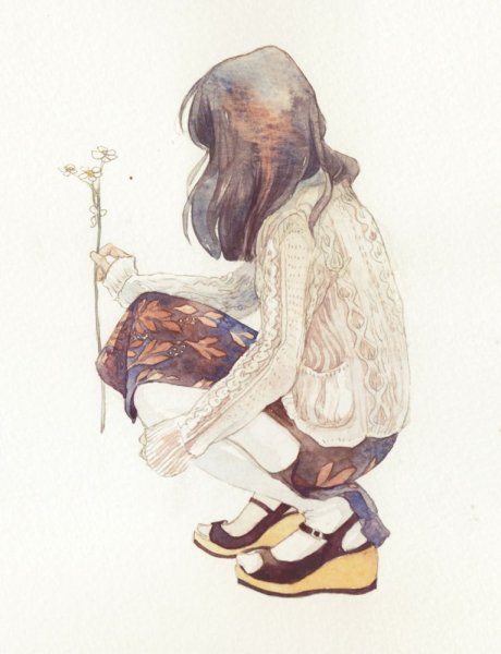 Нарисованная девушка со спины