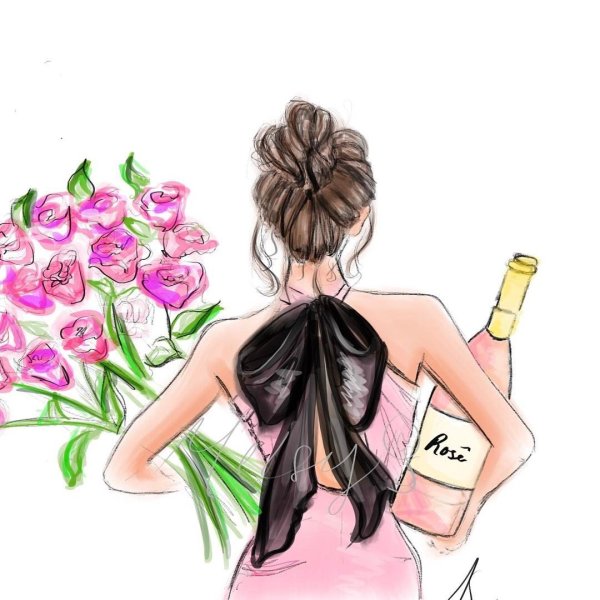 Нарисованная девушка с цветами