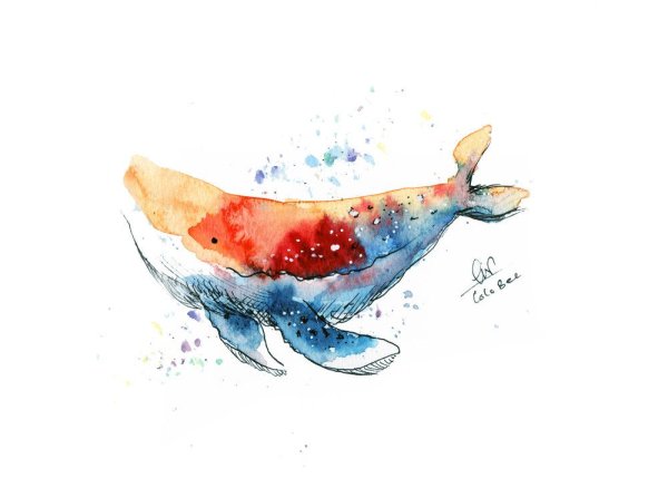 Акварельные рыбки фон