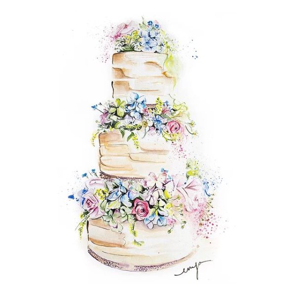 Свадебный торт акварель