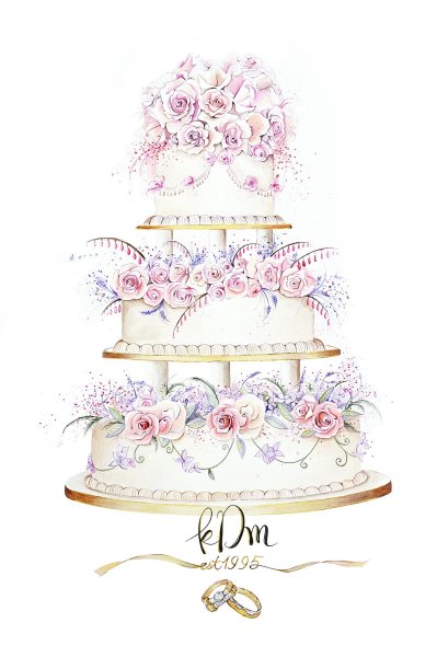 Свадебный акварельный торт