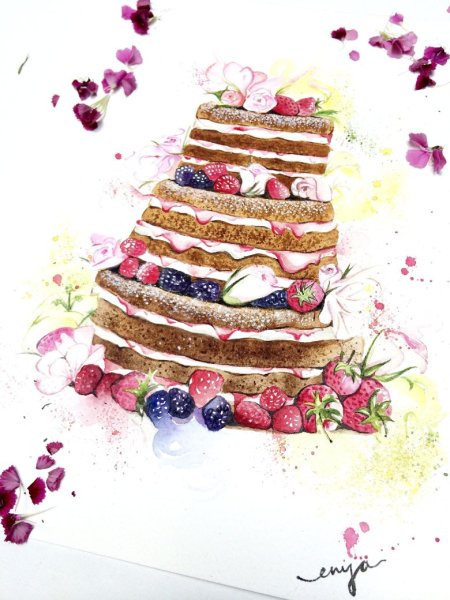 Свадебный торт акварель