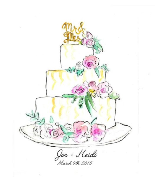 Свадебный торт акварель