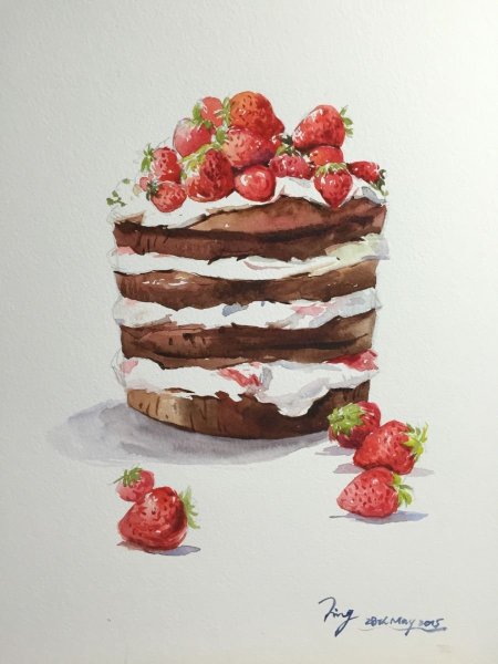 Торт нарисованный акварелью